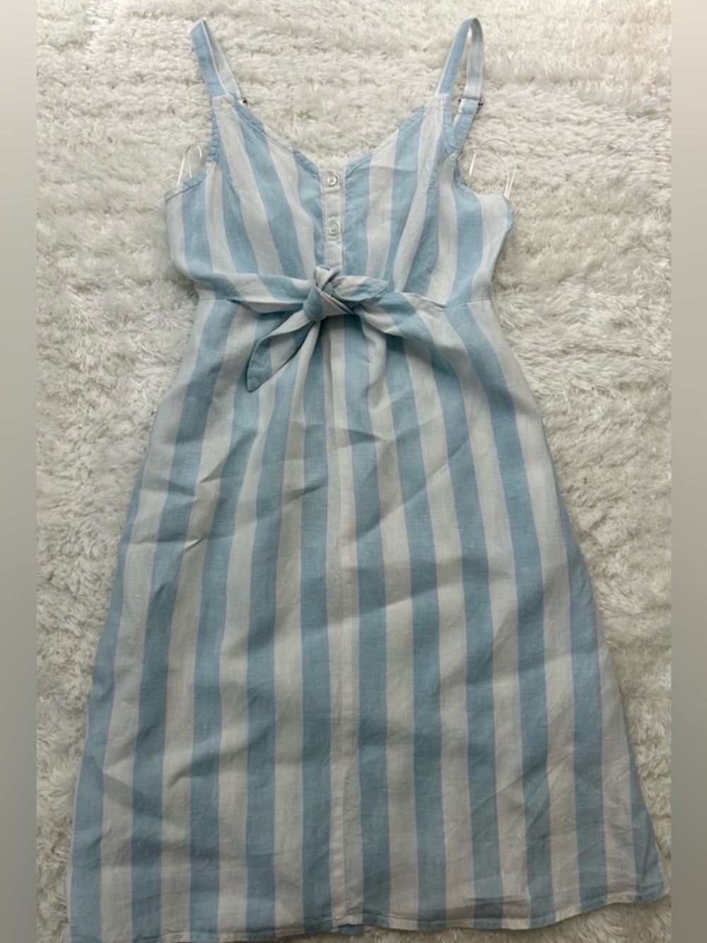 Saks Fifth Avenue Light Blue and White Striped Tie-Front Sundress
